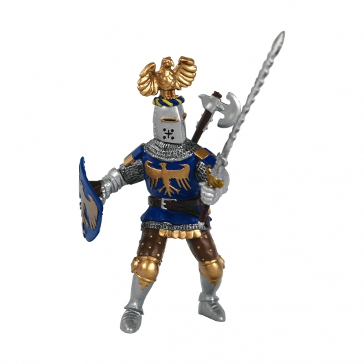 Рыцарь с украшением на шлеме, в синем
