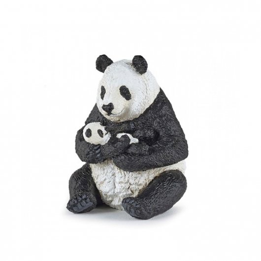 Сидящая панда с детенышем